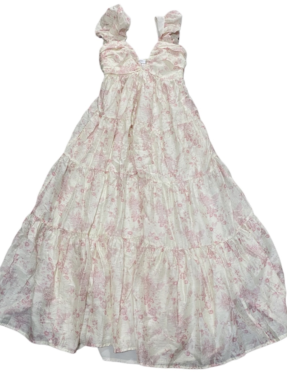 Worth Collective Katy Light Pink Floral V-Neck Tiered Maxi Maternity Dress Small - Picture 2 of 11